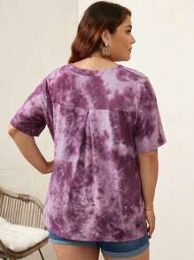 SHEIN LUNE Áo thun Plus size Cà vạt nhuộm Giải trí - Màu tím - Xem 2