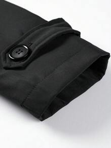 Manfinity Homme Men Epaulettes Design Belted Trench Coat - Black - View 4