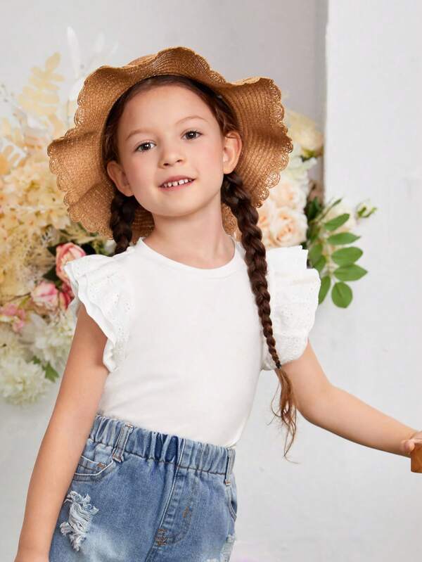 SHEIN X Madison SHEIN Kids CHARMNG Toddler Girls 1pc Eyelet Embroidery