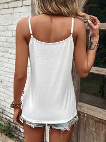 SHEIN LUNE Áo khoác và áo lót dành cho xe tăng nữ Tương phản ren Hội Chữ thập màu trơn Giải trí - trắng - Xem 2