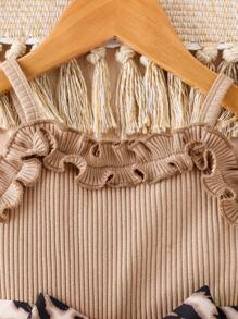 Baby Girl Leopard Print Ruffle Trim Cami Dress - Multicolor - View 4