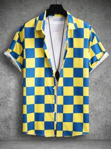 Manfinity EMRG Men Checkerboard Print Shirt Without Tee - Multicolor - View 1