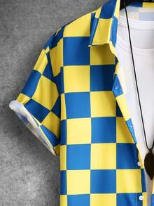 Manfinity EMRG Men Checkerboard Print Shirt Without Tee - Multicolor - View 3