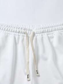 Manfinity Hypemode Men Letter Graphic Drawstring Waist Sweatpants - White - View 5