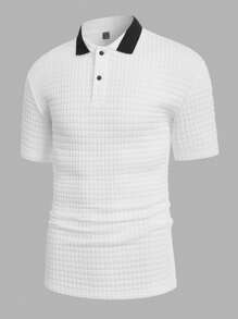 Manfinity Homme Men Contrast Collar Polo Shirt - White - View 1