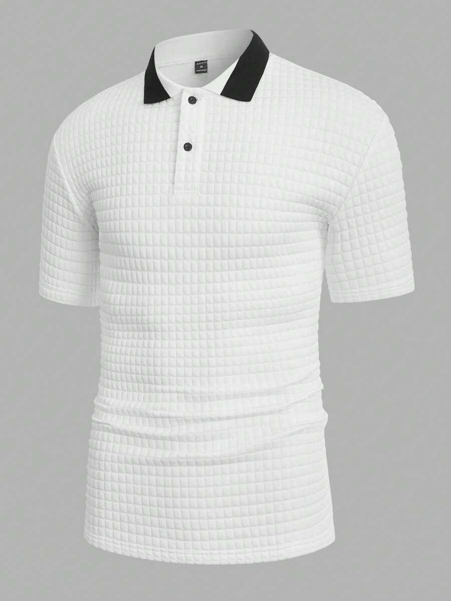 Manfinity Homme Men Contrast Collar Polo Shirt - White - View 1