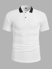 Manfinity Homme Men Contrast Collar Polo Shirt - White - View 3
