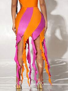 SHEIN SXY Váy nữ Bất đối xứng mép Khối Màu Giải trí - Nhiều màu - Xem 2