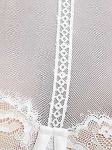 SHEIN Allurite Contrast Lace Tie Backless Halter Top - White - View 7