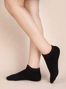10pairs Solid Ankle Socks - Black - View 2