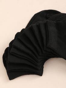 10pairs Solid Ankle Socks - Black - View 4