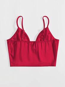 SHEIN Privé Áo hai dây màu trơn Thanh lịch - Đỏ - Xem 2