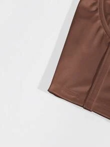 Franclia Solid Bustier Satin Crop Cami Top