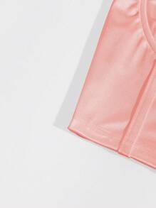 SHEIN Privé Solid Bustier Satin Crop Cami Top - Baby Pink - View 3