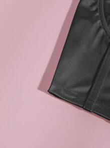 Chiquease Solid Bustier Satin Crop Cami Top - Black - View 3