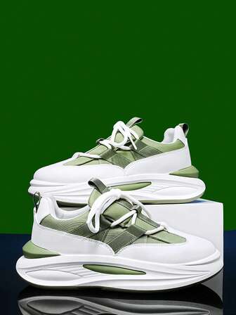 男士撞色前綁帶運動戶外帆布跑步鞋