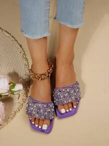Xăng đan màu tím quyến rũ cho nữ, Xăng đan trang trí bằng kim cương giả - Màu tím - Xem 7