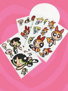 The Powerpuff Girls | ROMWE 4pcs/Set Cartoon Girl Print Sticker, School - Multicolor - View 3