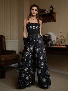 ROMWE Academia Pantalones de Mujer Galaxia Casual - Multicolor - Ver 6