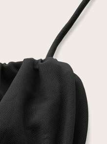 SHEIN ICON Solid Tie Backless Cami Top - Black - View 3