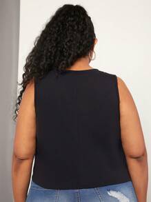 SHEIN CURVE+ Plus Figure Graphic Tank Top - Black - View 6
