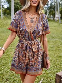 SHEIN VCAY Áo liền quần nữ Thắt lưng Trọn gói Bộ lạc Boho - Nhiều màu - Xem 7