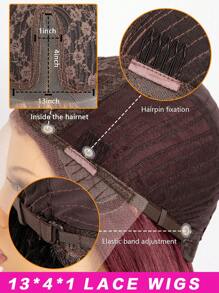 13 X 4 X 1 T-Part Lace Long Body Wave Synthetic Wig - Burgundy - View 5