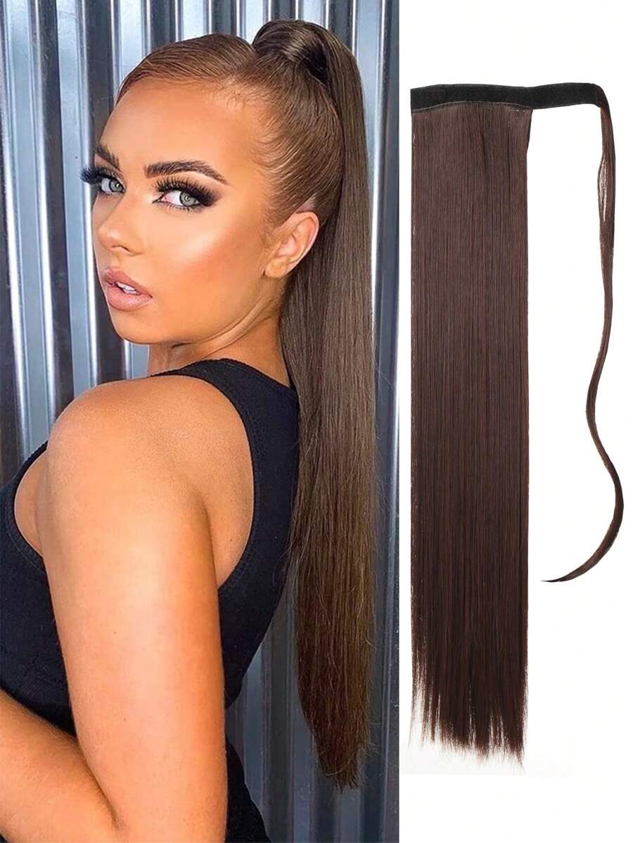 Phần mở rộng tóc tổng hợp dài thẳng kiểu đuôi ngựa - Dark Brown - Xem 1