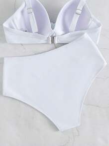 SHEIN Ruched High Waisted Bikini Bottom - White - View 6