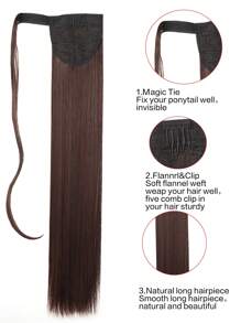 Phần mở rộng tóc tổng hợp dài thẳng kiểu đuôi ngựa - Dark Brown - Xem 3