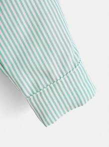 SHEIN Toddler Boys' Pastel Striped Colour Block Long Sleeve Casual Shirt With Stand Collar - Multicolor - View 3