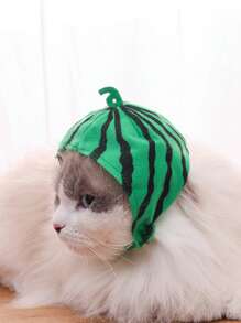 1pc Watermelon Design Pet Headwear - Green - View 1
