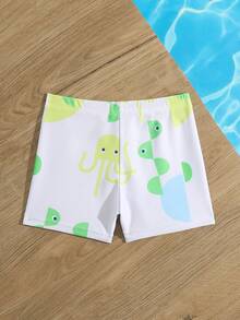 Baby Cartoon Graphic Swim Shorts - White - View 2