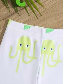 Baby Cartoon Graphic Swim Shorts - White - View 3