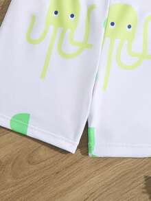 Baby Cartoon Graphic Swim Shorts - White - View 4