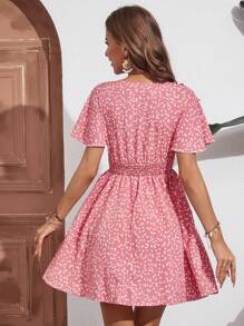 SHEIN Frenchy Đầm Trọn gói Dải chun Tim Tất cả trên in Giải trí - Hồng - Xem 2