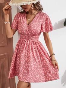 SHEIN Frenchy Đầm Trọn gói Dải chun Tim Tất cả trên in Giải trí - Hồng - Xem 5