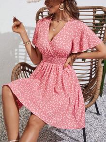 SHEIN Frenchy Đầm Trọn gói Dải chun Tim Tất cả trên in Giải trí - Hồng - Xem 7