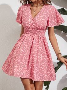 SHEIN Frenchy Đầm Trọn gói Dải chun Tim Tất cả trên in Giải trí - Hồng - Xem 8