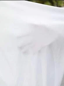 SHEIN Frenchy Solid Ruffle Trim Keyhole Back Bodysuit - White - View 7