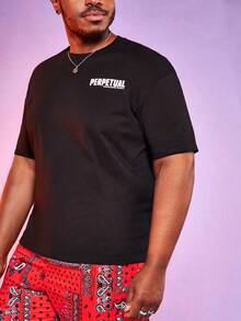 Manfinity Homme Hombres Camiseta con estampado de letra y figura - Negro - Ver 5