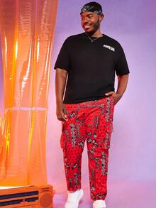 Manfinity Homme Hombres Camiseta con estampado de letra y figura - Negro - Ver 6