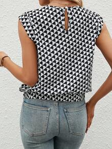 SHEIN Clasi 滿版印花下擺打結襯衫