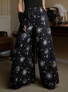 ROMWE Academia Pantalones de Mujer Galaxia Casual - Multicolor - Ver 1