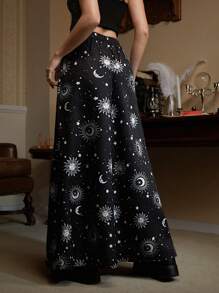 ROMWE Academia Pantalones de Mujer Galaxia Casual - Multicolor - Ver 2