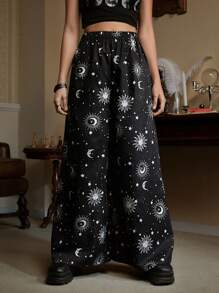 ROMWE Academia Pantalones de Mujer Galaxia Casual - Multicolor - Ver 3