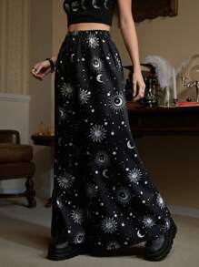 ROMWE Academia Pantalones de Mujer Galaxia Casual - Multicolor - Ver 5