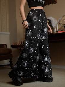 ROMWE Academia Pantalones de Mujer Galaxia Casual - Multicolor - Ver 7