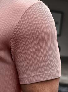 Manfinity Homme Áo thun & Áo lót Nam Gân đan màu trơn Giải trí - Bụi hồng - Xem 4