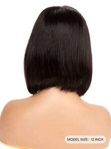 Short Straight Synthetic Wig With Headband - Black - View 2